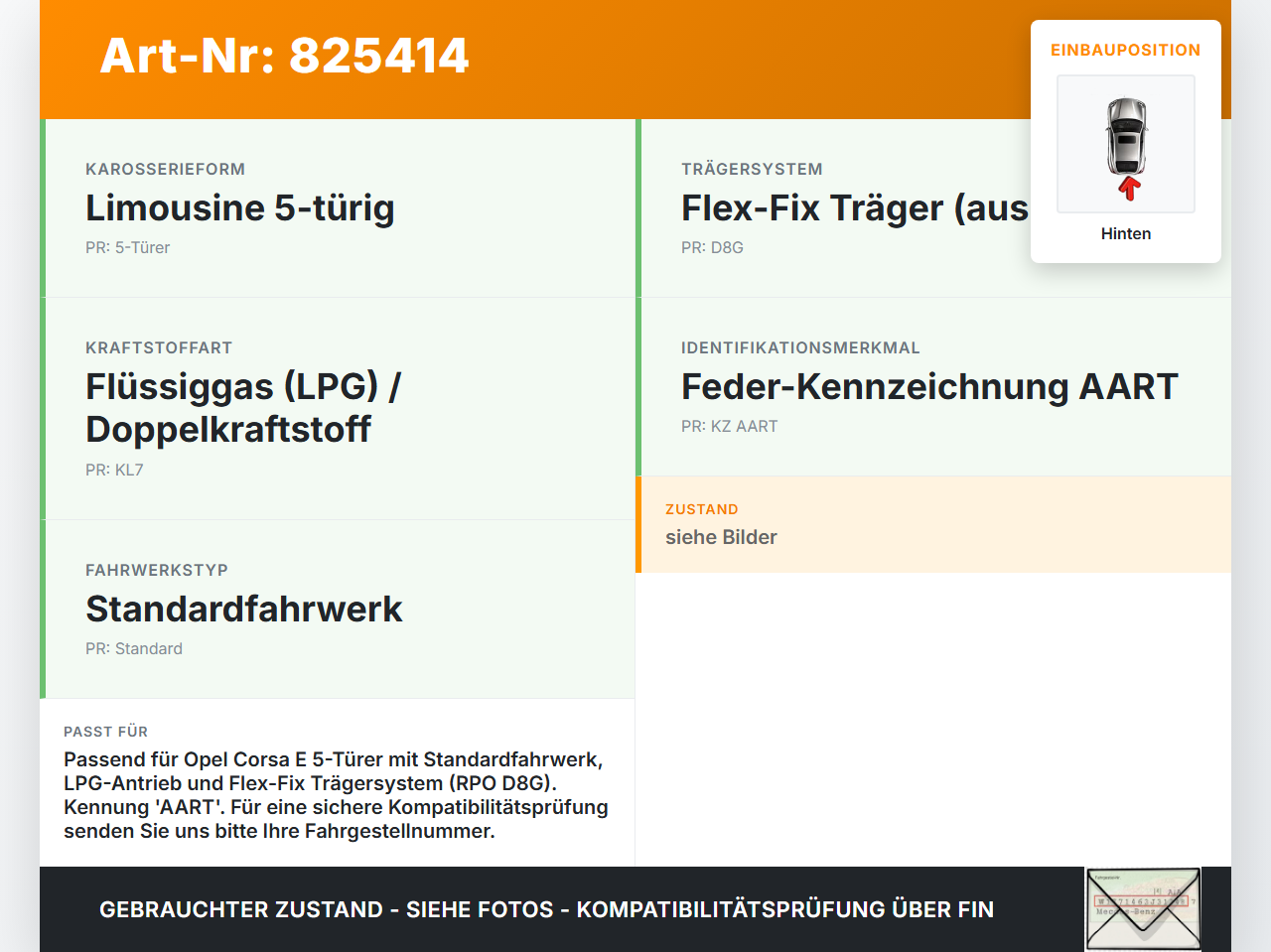 Opel Corsa E 14-19 5T Beide Feder Federn Hinten Opel Corsa E 14-19 27.01.2016 13433132 424494 gebraucht Vorschau 3