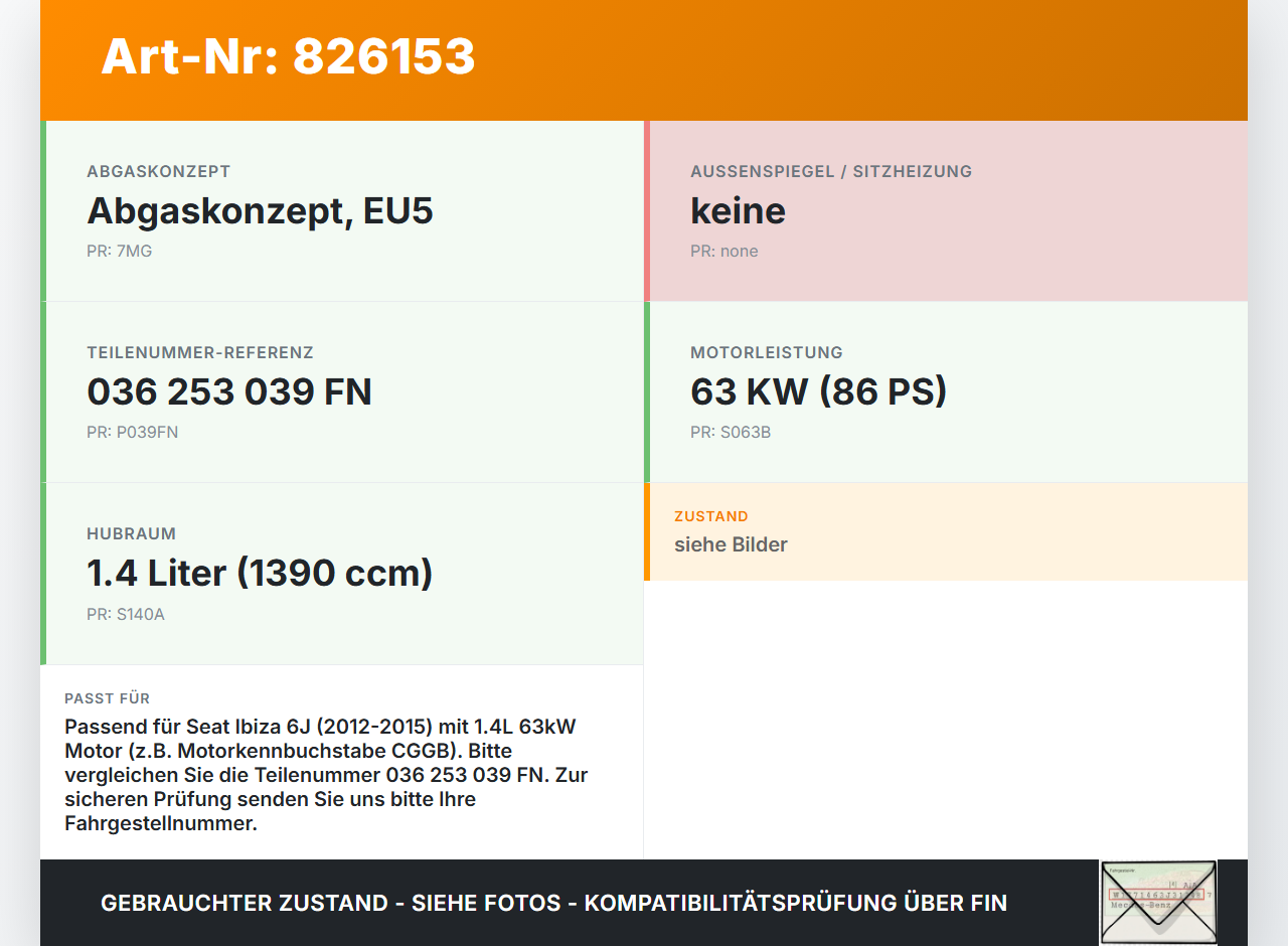 Seat Ibiza 6J 12-15 TSI 1,4 63KW Katalysator Kat Vorkat mit Abgaskrümmer Seat Ibiza 6J 12-15 2012 036253020SX gebraucht Vorschau 3