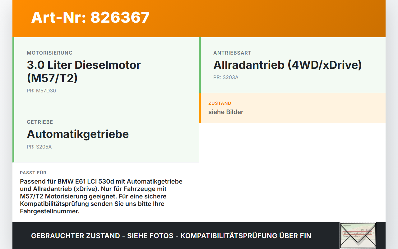 BMW E61 LCI 530d 07-10 3,0d 173KW 306D3 M57/T2 Ölwanne BMW E61 LCI 530d 07-10 24.06.2009 2-1033-100 2415-2333903... Vorschau 3