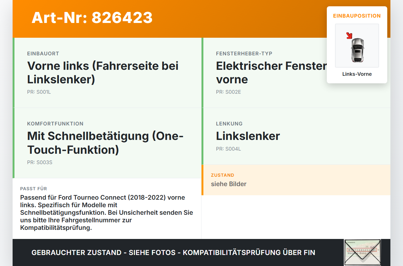 Ford Tourneo Connect 18-22 Fensterhebermotor mit Fensterheber Links Vorne Ford Tourneo Connect 18-22 26.09.2019... Vorschau 3