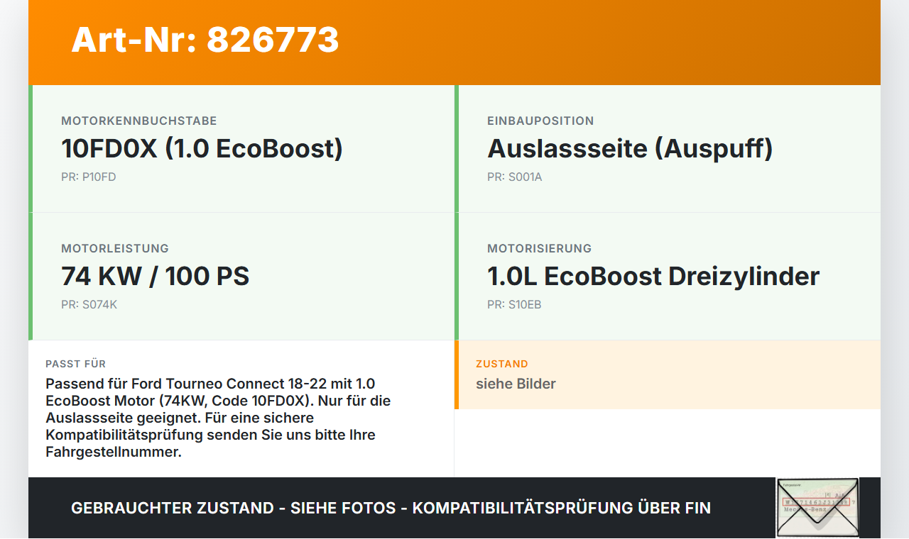 Ford Tourneo Connect 18-22 EcoBoost 1,0 74KW 10FD0X Nockenwelle Auslass Ford Tourneo Connect 18-22 26.09.2019... Vorschau 3