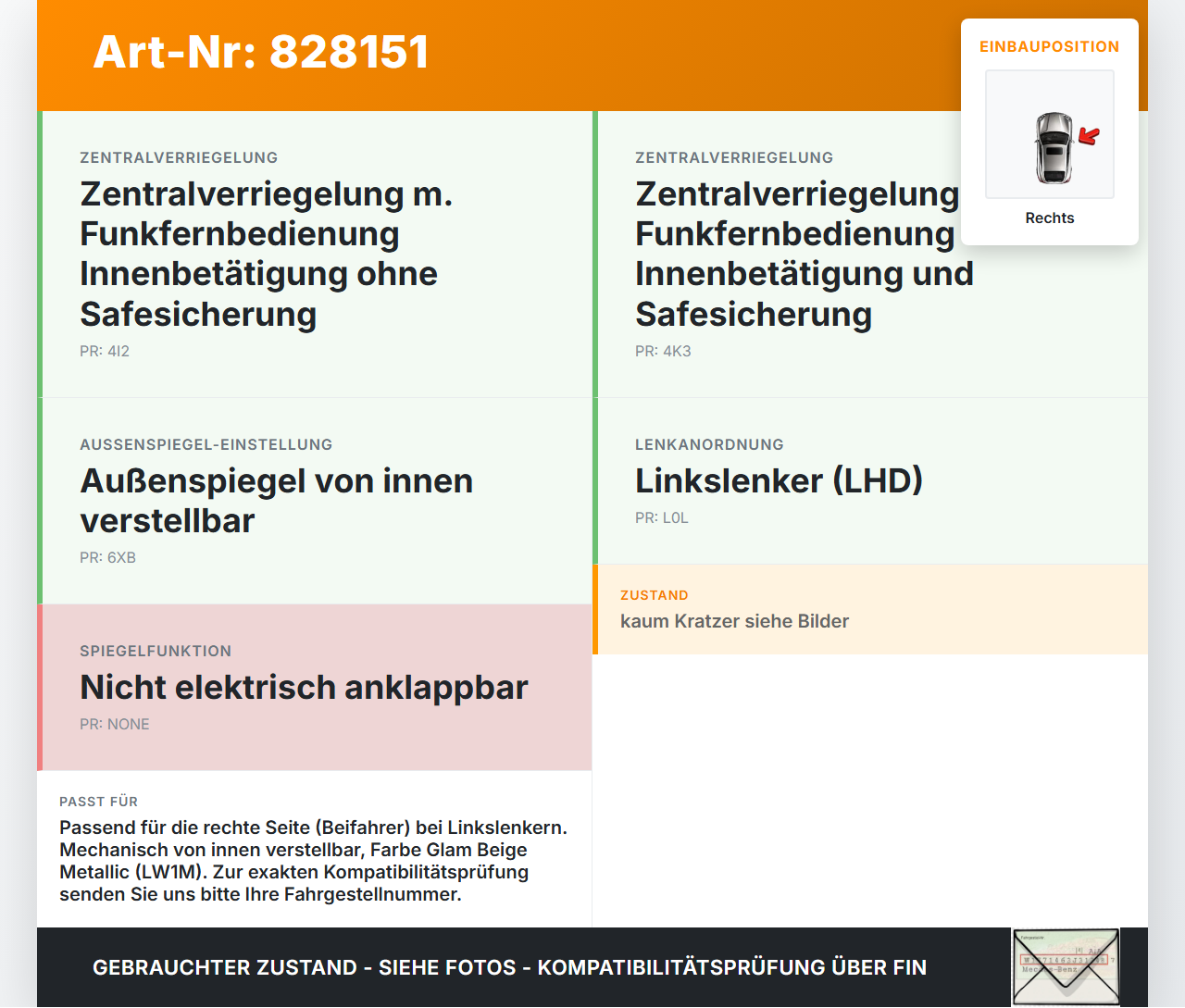 Seat Mii KF1 11-16 Spiegel Aussenspiegel Rechts Mechanisch LW1M Seat Mii KF1 11-16 22.09.2014 1S1857508AB gebraucht Vorschau 3