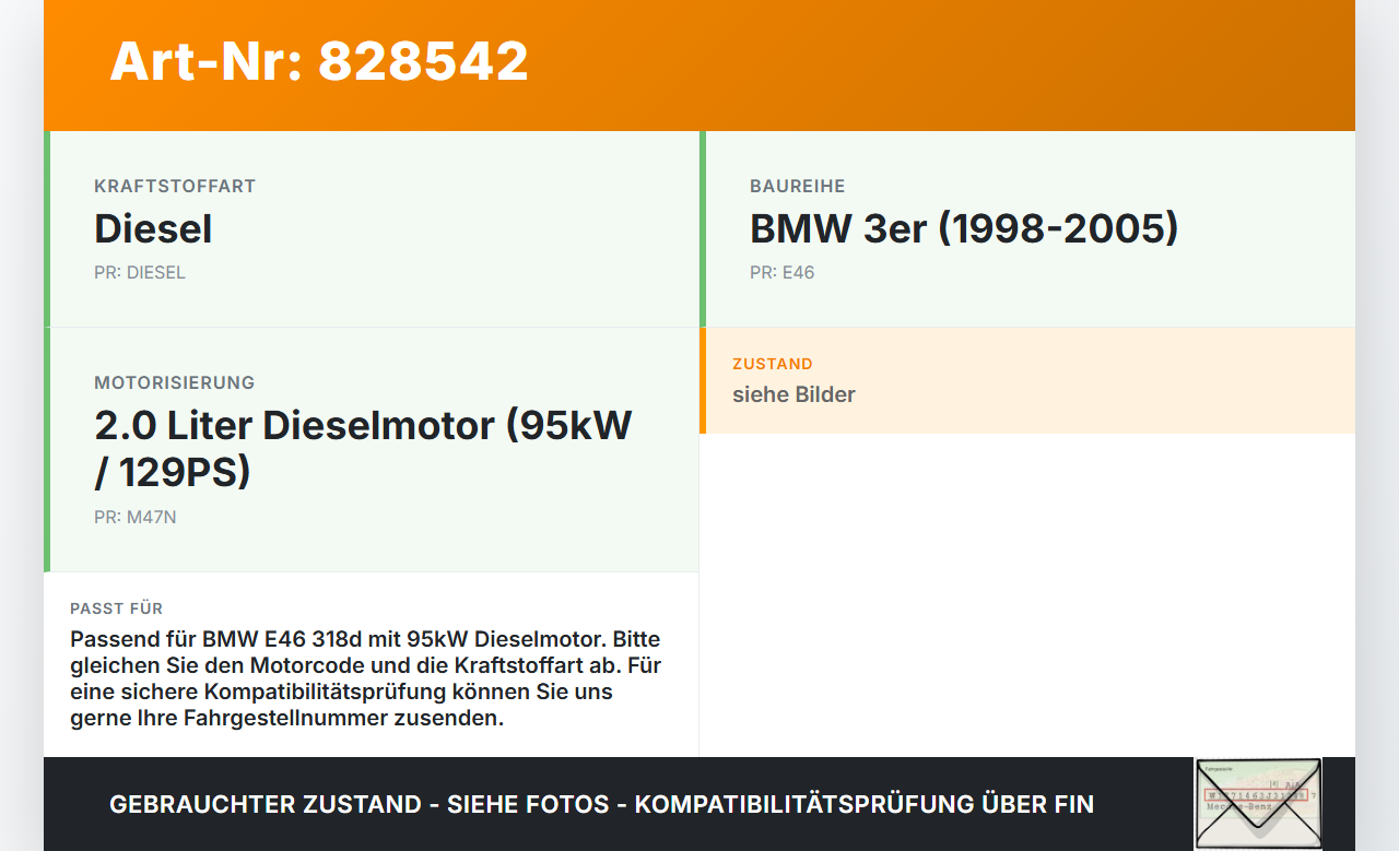 BMW E46 3er 318d 01-05 2,0d 95KW Kraftstoffpumpe Diesel Pumpe BMW E46 3er 318d 01-05 23.10.2003 7165590 16117165590... Vorschau 3