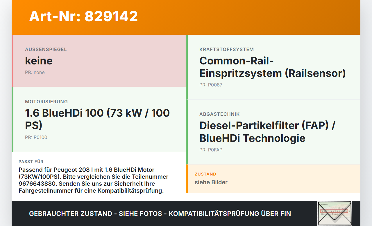 Peugeot 208 I CA 15-19 HDi 1,6 73KW Railsensor Drucksensor Peugeot 208 I CA 15-19 26.10.2017 9676643880 85PP52-02... Vorschau 3