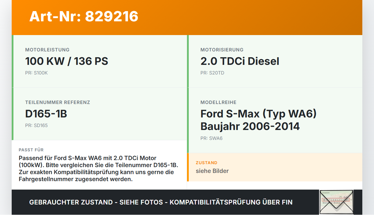 Ford S-Max WA6 06-14 TDCi 2,0 100KW Unterdruckpumpe Vakuumpumpe Ford S-Max WA6 06-14 25.03.2010 3M5Q-2A451-BF gebraucht Vorschau 3