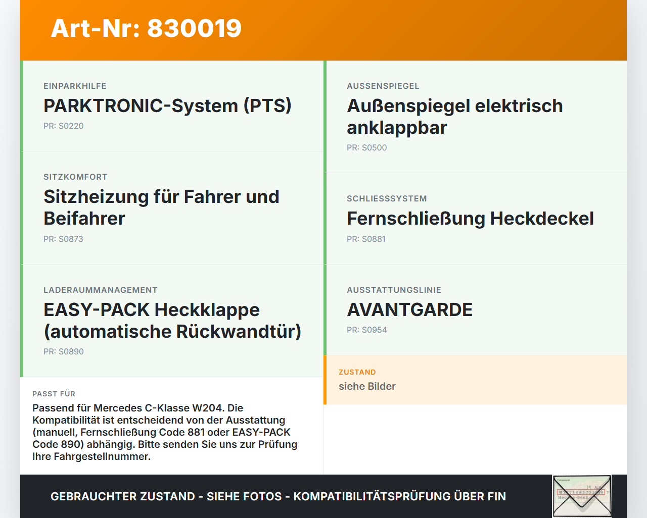 Mercedes C200 W204 07-11 Lim Schloss f. Heckklappe Heckklappenschloss Verriegelung Mercedes C200 W204 07-11... Vorschau 3