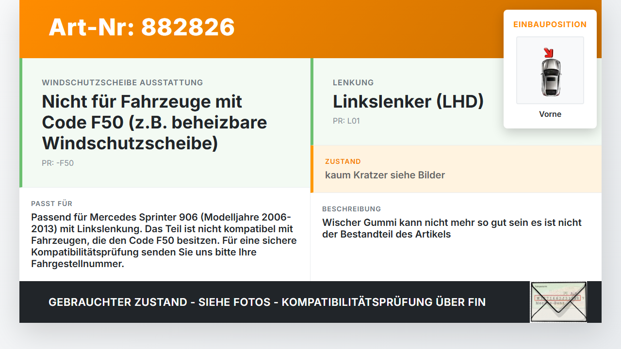 Mercedes Sprinter 906 313 06-13 2x Scheibenwischer Wischarm Vorne Mercedes Sprinter 906 313 06-13 24.04.2008... Vorschau 3