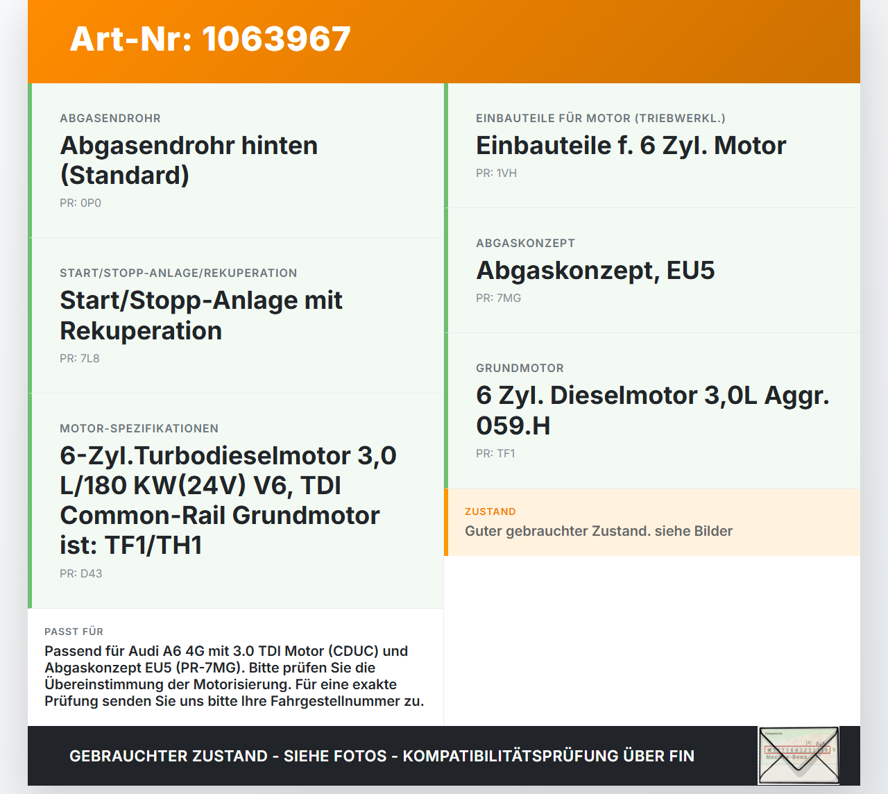 Audi A6 4G C7 11-14 qu 2,0 130KW Partikelfilter Rußpartikelfilter Dieselpartikelfilter DPF Audi A6 4G C7 11-14 qu... Vorschau 3