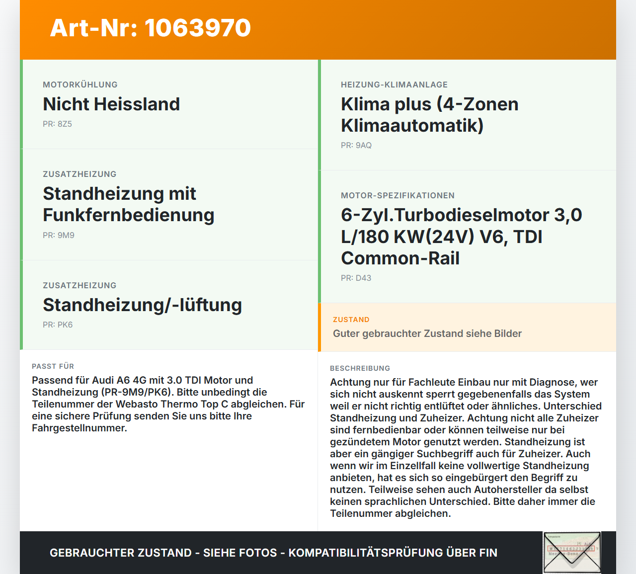 Audi A6 4G C7 11-14 qu Umwelzpumpe Pumpe für Standheizung Zuheizer Webasto Thermo Top C Audi A6 4G C7 11-14 qu... Vorschau 3