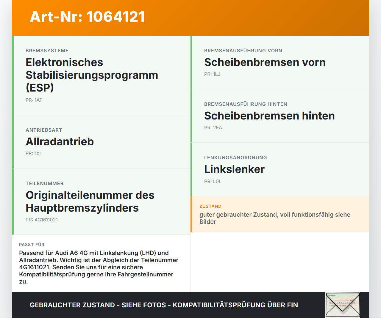 Audi A6 4G C7 11-14 qu Hauptbremszylinder Bremszylinder Audi A6 4G C7 11-14 qu 31.01.2012 4G1611021 gebraucht Vorschau 3
