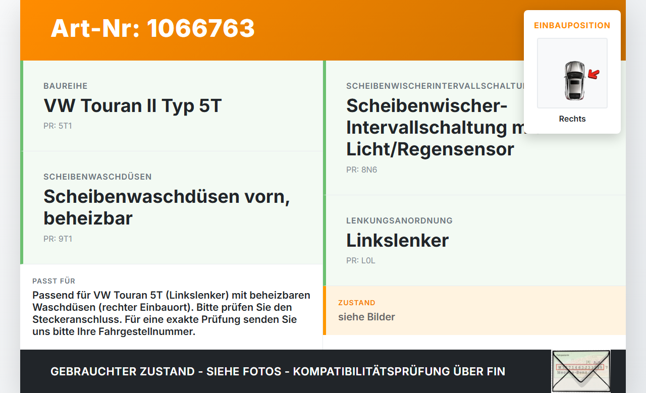 VW Touran II 5T 15-24 Waschdüse für Windschutzscheibe WS Rechts beheizt VW Touran II 5T 15-24 14.12.2015 5M0955985C... Vorschau 3