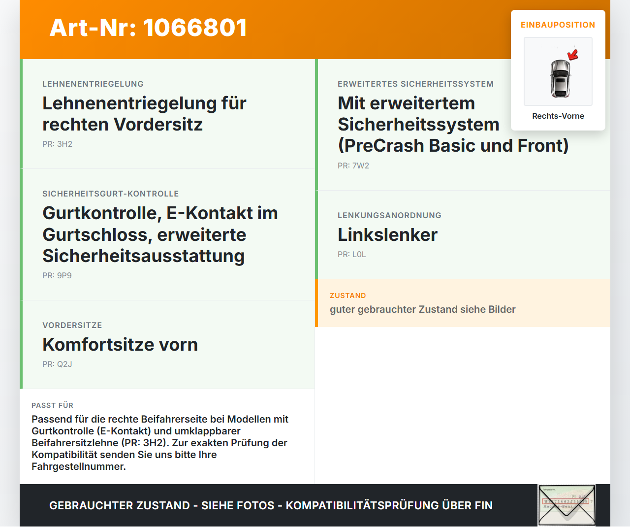VW Touran II 5T 15-24 Gurtschloss Rechts Vorne VW Touran II 5T 15-24 14.12.2015 5TA857756C L4185097F gebraucht Vorschau 3