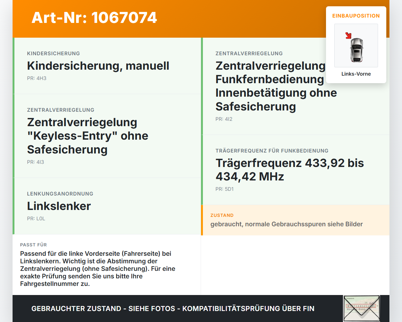 VW Touran II 5T 15-24 Türschloss mit ZV Stellmotor Links Vorne VW Touran II 5T 15-24 14.12.2015 5TB837015C... Vorschau 3
