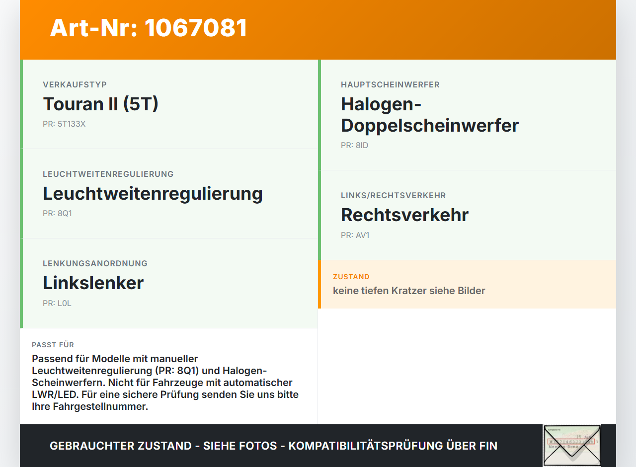 VW Touran II 5T 15-24 LWR Schalter Leuchtweitenregler VW Touran II 5T 15-24 14.12.2015 5TB858341 gebraucht Vorschau 3