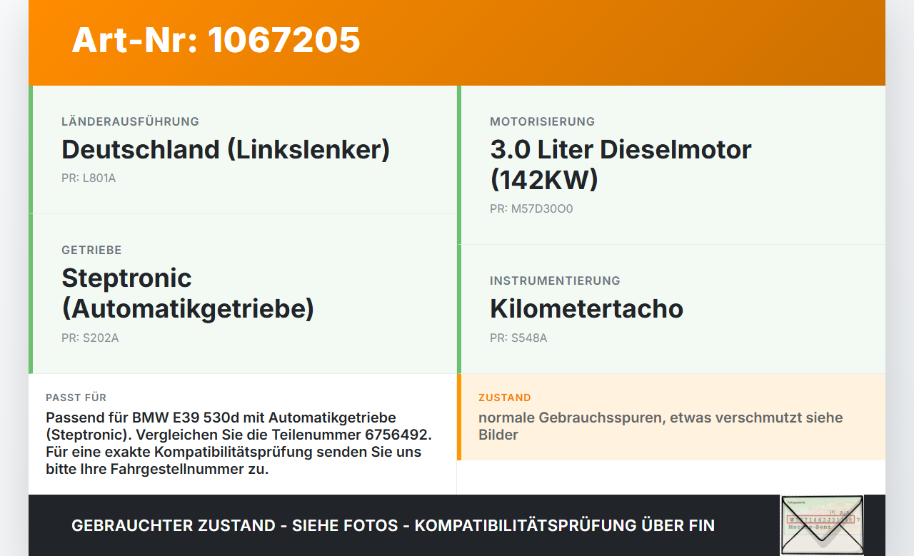 BMW 5er E39 530d 00-04 3,0d 142KW Gaswertgeber Gaspedal BMW 5er E39 530d 00-04 09.04.2002 6786281 35426786281... Vorschau 3