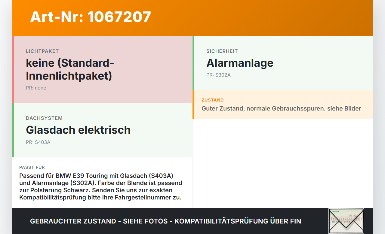 BMW 5er E39 530d 00-04 Innenleuchte Innenraumleuchte Leseleuchte BMW 5er E39 530d 00-04 09.04.2002 8369511... Vorschau 3