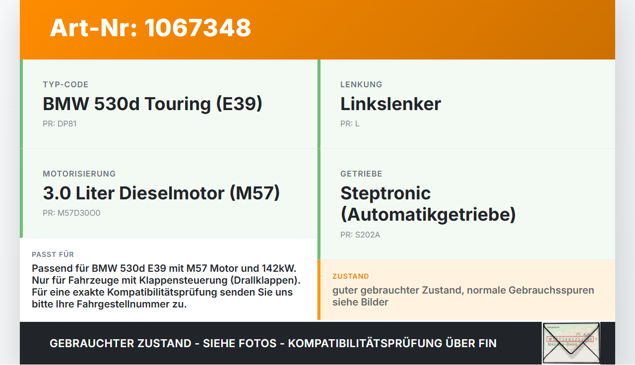 BMW 5er E39 530d 00-04 3,0d 142KW M57D30O0 Ansaugbrücke Ansaugkrümmer Drallklappen BMW 5er E39 530d 00-04... Vorschau 3