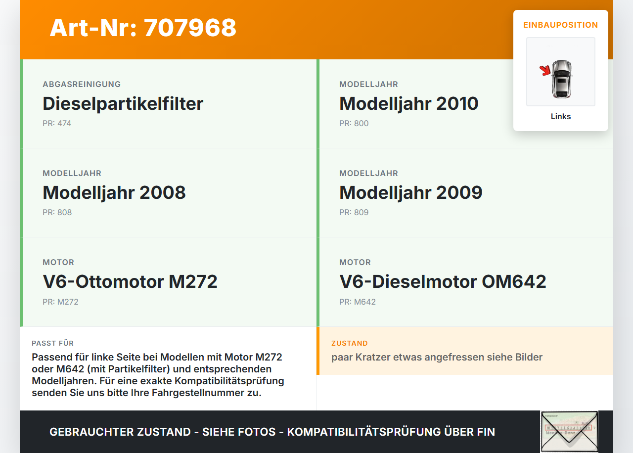 Mercedes W251 R300 CDI 3,0 140KW Endkappe Endrohr für Auspuff Links Mercedes W251 R300 03.03.2008 A2514901327 gebraucht Vorschau 3