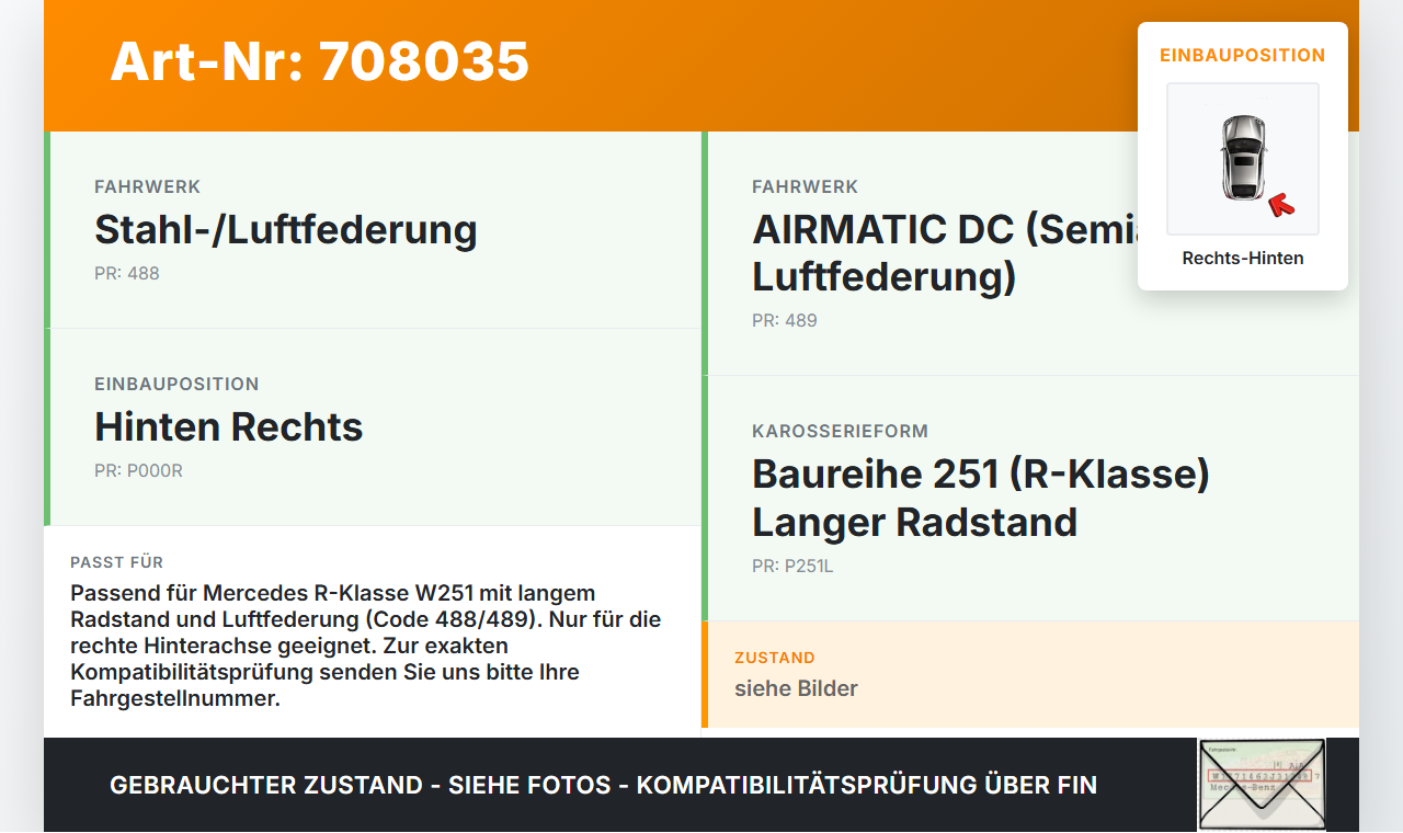Mercedes W251 R300 Lang Feder Federbalg Luftfahrwerk Rechts Hinten Orig. ATE Mercedes W251 R300 03.03.2008... Vorschau 3