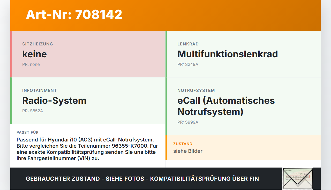Hyundai I10 III Lautsprecher Notruf Hyundai I10 III 12.11.2020 96355K7000 96355-K7000 gebraucht Vorschau 3