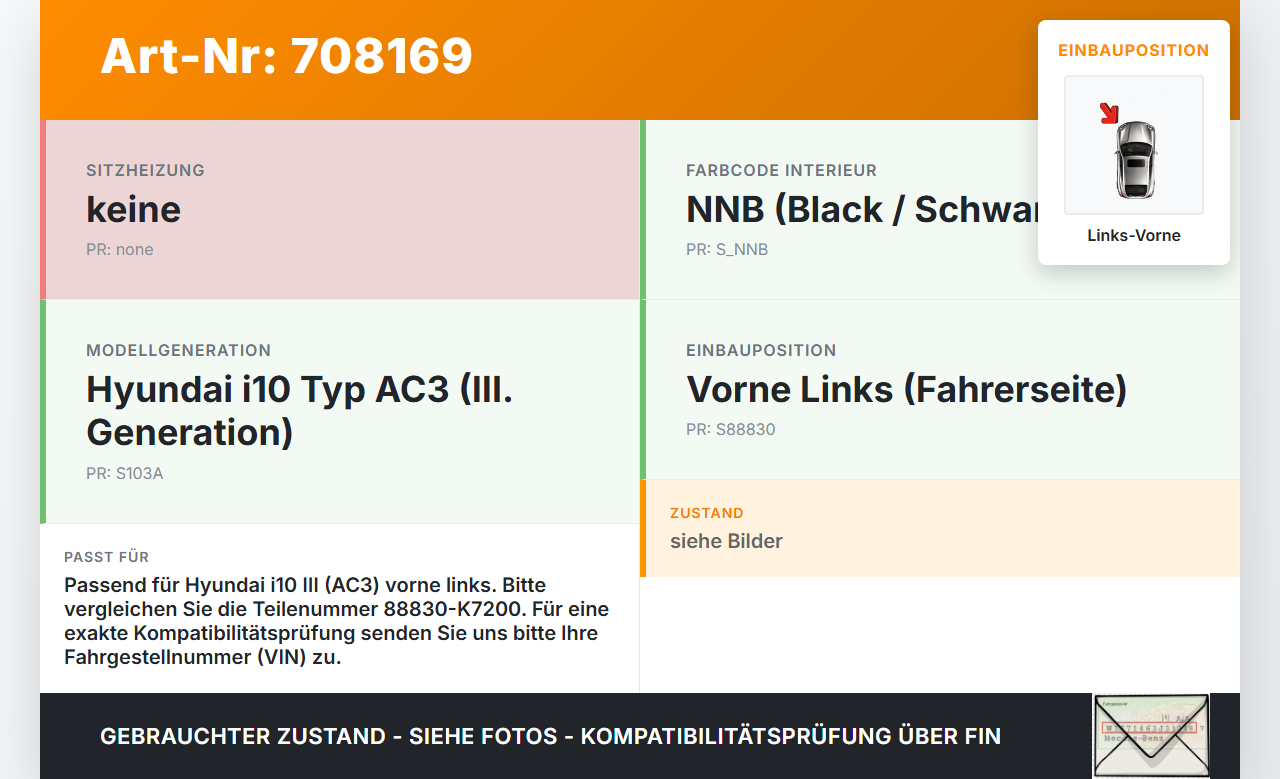 Hyundai I10 III Gurtschloss Links Vorne Hyundai I10 III 12.11.2020 88830-K7200 88830K7200NNB gebraucht Vorschau 3