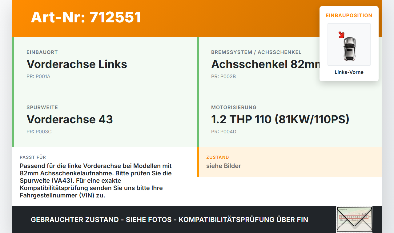 Peugeot 2008 I 16-19 THP 110 1,2 81KW Bremssattel Bremszange Vorne Links Peugeot 2008 I 16-19 23.01.2017 4401P8... Vorschau 3