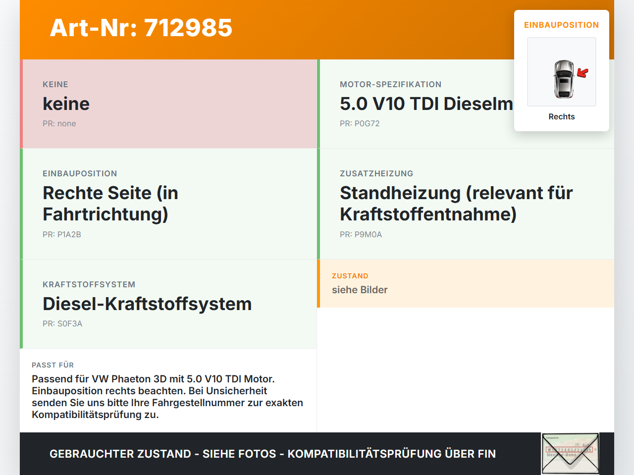 VW Phaeton 3D 01-07 TDI 5,0 230KW AJS Kraftstoffpumpe Benzinpumpe Unterdruckpumpe Rechts VW Phaeton 3D 01-07... Vorschau 3
