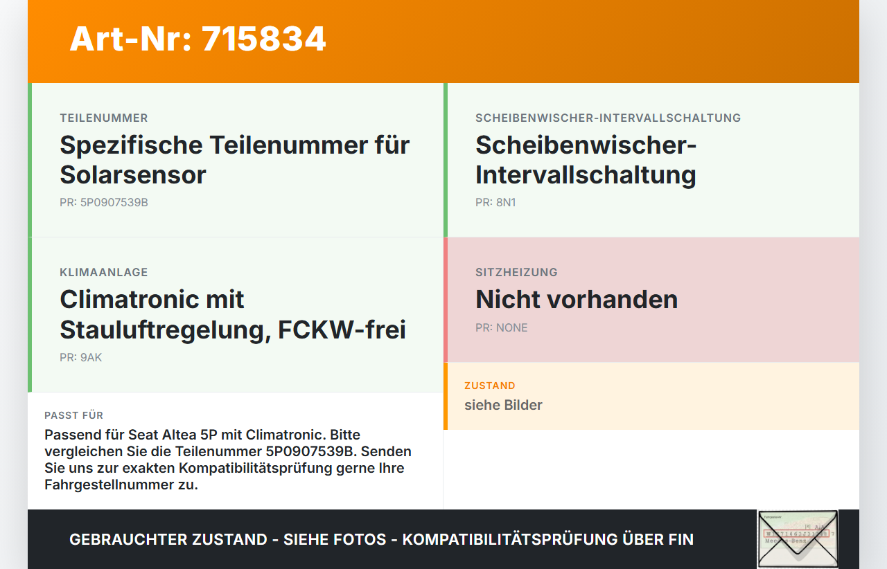 Seat Altea 5P 04-09 TDI 1,9 77KW Sensor Solarsensor Sonnensensor Seat Altea 5P 04-09 09.07.2004 5P0907539B... Vorschau 3
