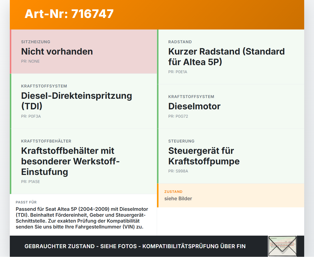 Seat Altea 5P 04-09 TDI 1,9 77KW Kraftstoffpumpe Kraftstoff Förderpumpe Tankgeber Seat Altea 5P 04-09 09.07.2004... Vorschau 3