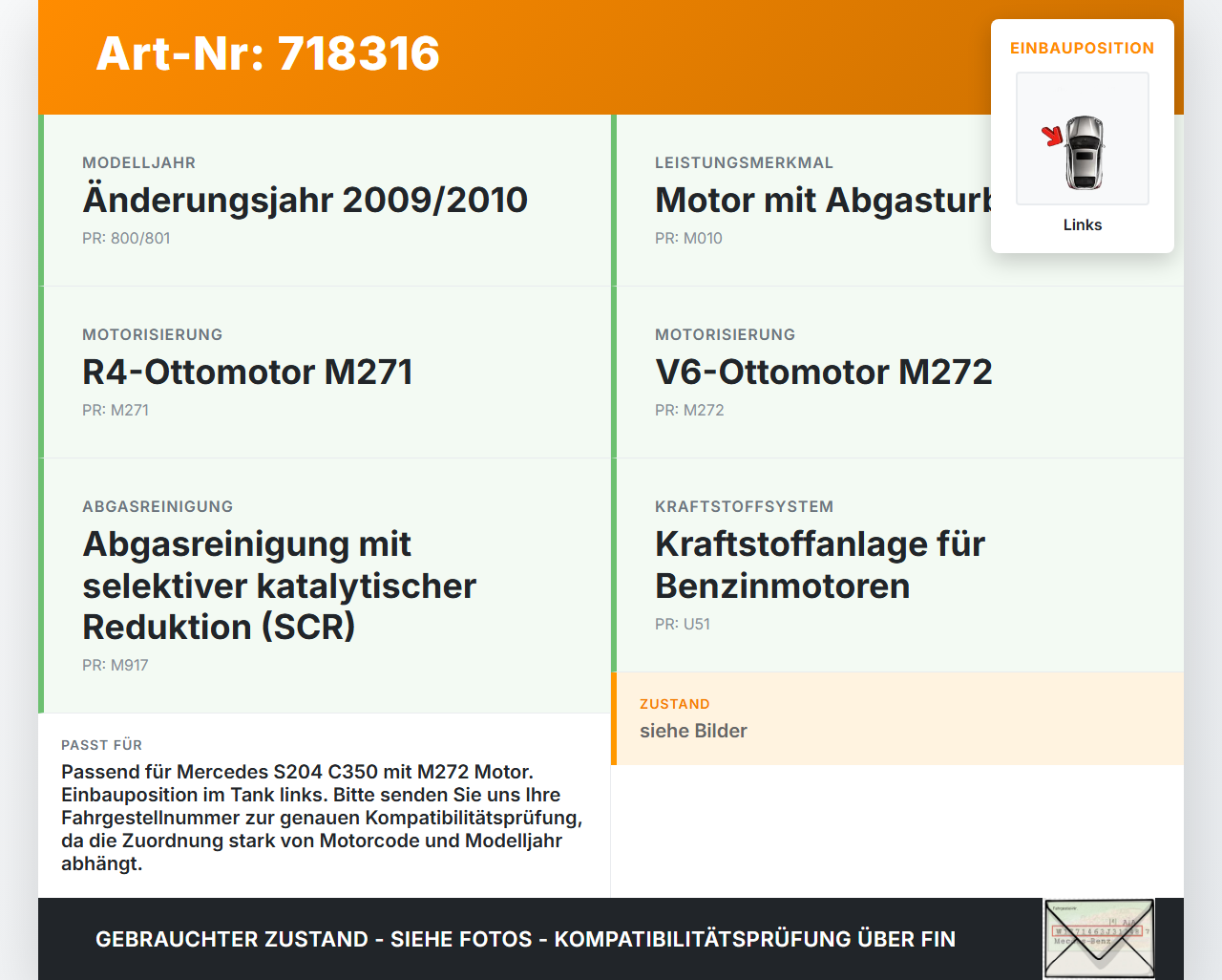 Mercedes S204 C350 08-11 CGI 3,5 200KW Kraftstoffpumpe Kraftstoff Förderpumpe Tankgeber Links Mercedes S204 C350... Vorschau 3