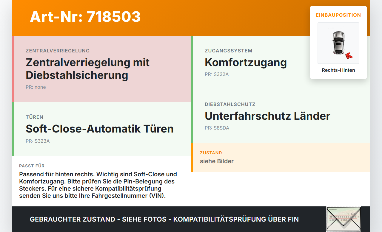 BMW 7er E65 760i 02-05 Türschloss m. ZV Stellmotor Rechts Hinten BMW 7er E65 760i 02-05 03.07.2002 7202138... Vorschau 3