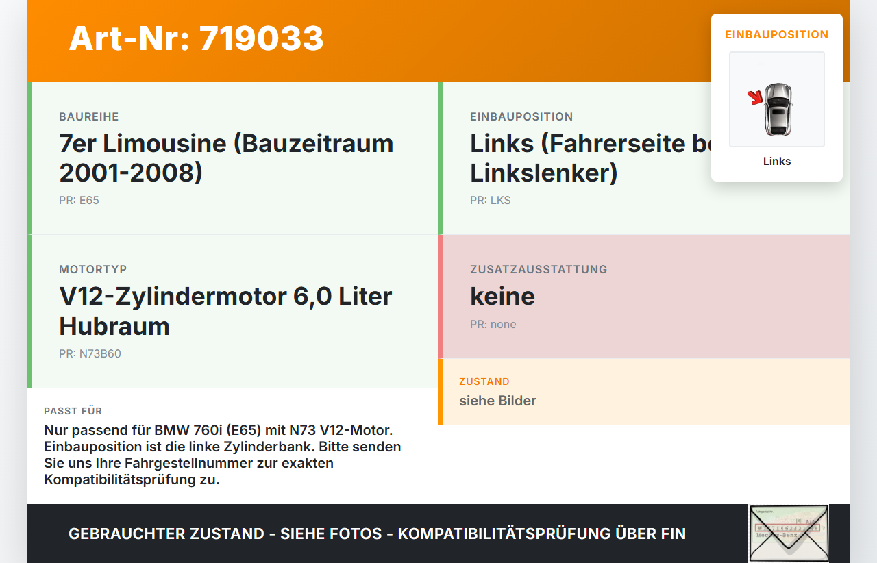 BMW 7er E65 760i 02-05 6,0i 327KW Einspritzleiste Düsenstock für Einspritzanlage Links BMW 7er E65 760i 02-05... Vorschau 3