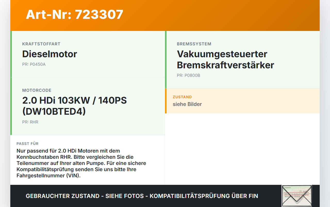 Peugeot 508 I 8D 10-14 HDi 2,0 103KW RHR DW10BTED4 Unterdruckpumpe Vakuumpumpe Peugeot 508 I 8D 10-14 31.10.2011... Vorschau 3