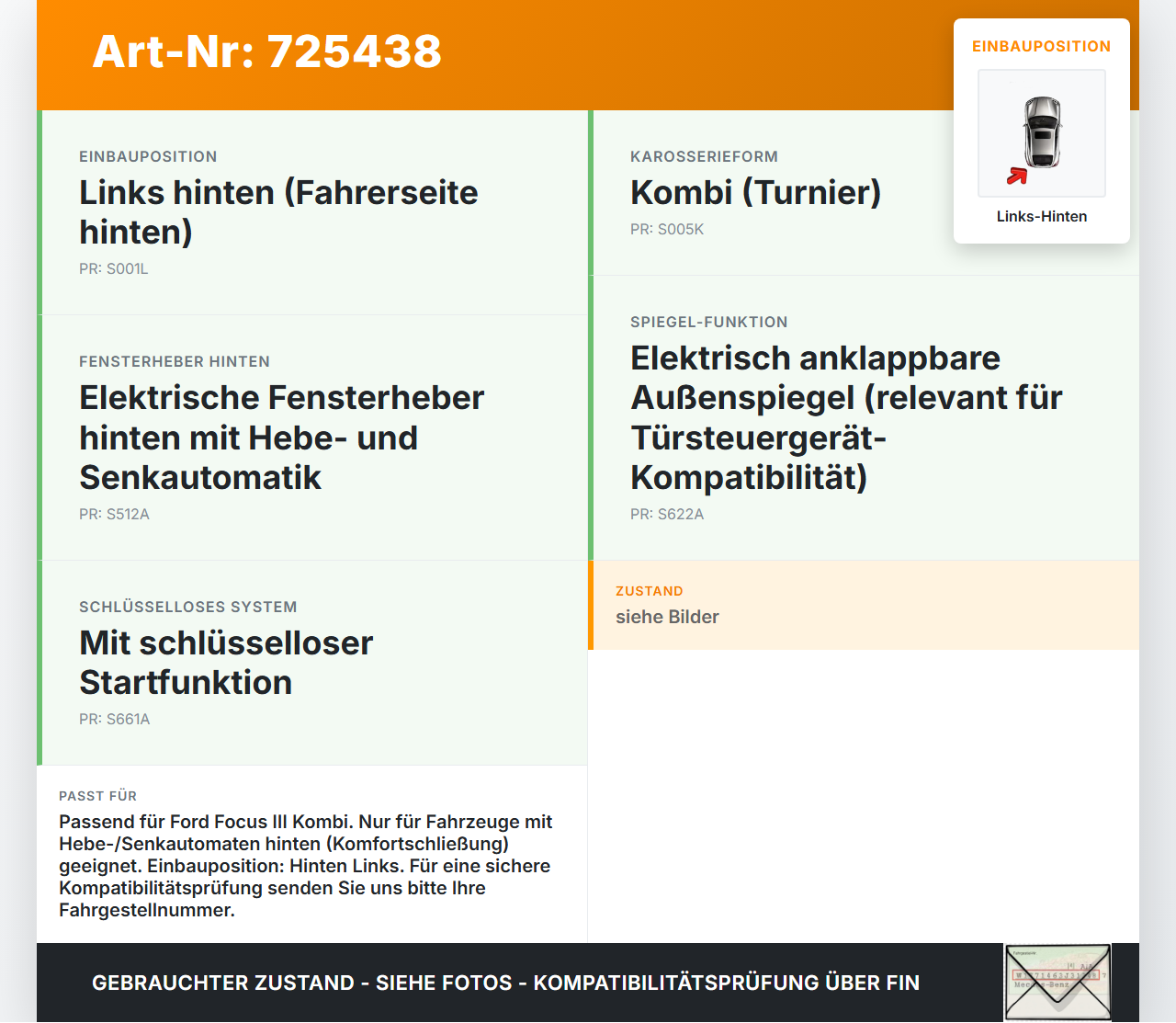 Ford Focus III 11-15 Kombi Fensterhebermotor mit Fensterheber Links Hinten Ford Focus III 11-15 25.11.2013... Vorschau 3
