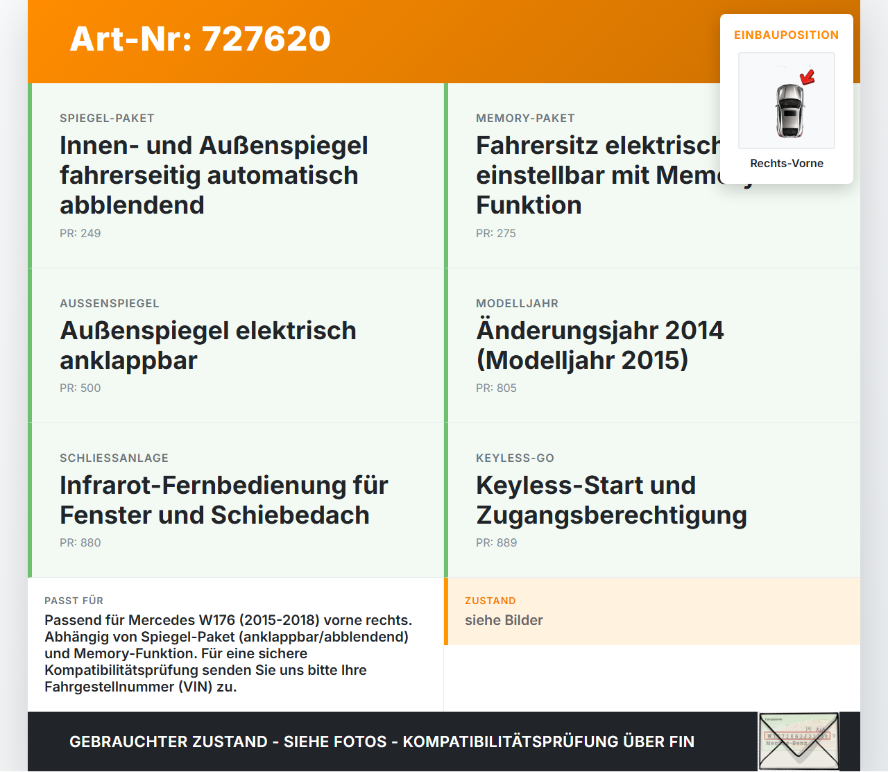 Mercedes A-Kl. W176 A180 15-18 Steuergerät ECU Modul Türsteuergerät Rechts Vorne Mercedes A-Kl. W176 A180 15-18... Vorschau 3