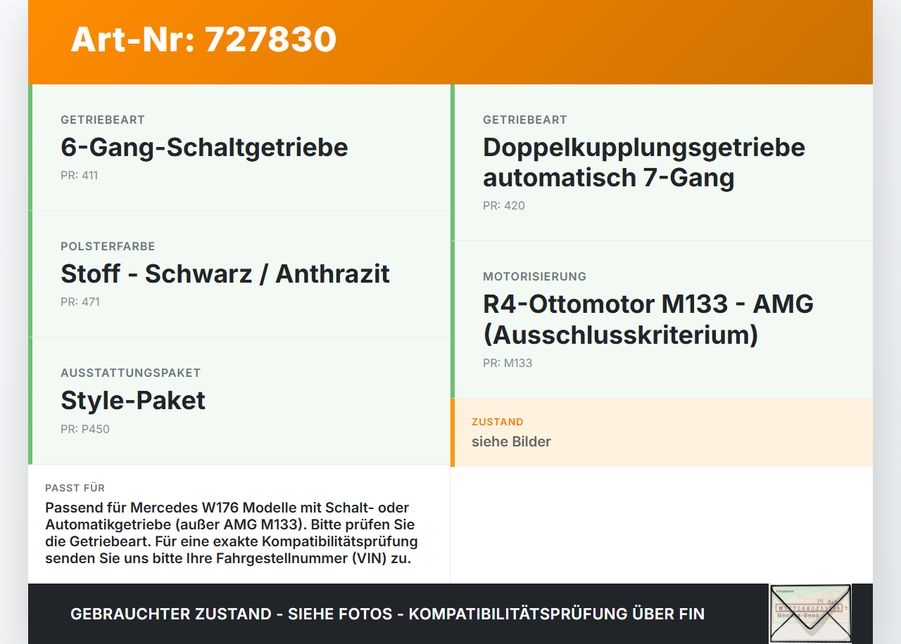 Mercedes A-Kl. W176 A180 15-18 CDI 1,5 80KW Schaltkulisse Schalthebel Mercedes A-Kl. W176 A180 15-18 26.09.2017... Vorschau 3