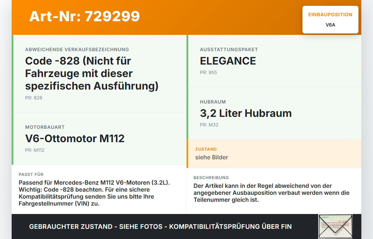 Mercedes CLK 320 A208 3,2 160KW 112.940 Kolben mit Pleuel Pos A Mercedes CLK 320 A208 31.01.2000 A1120300617 gebraucht Vorschau 3