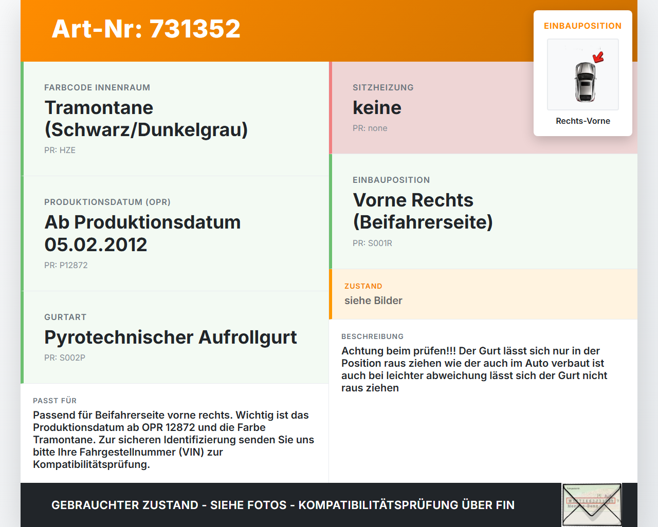 Citroen C1 107 Aygo 09-12 5T Gurt Sicherheitsgurt Gurtstraffer für Beifahrer Rechts Vorne Citroen C1 107 Aygo 09-12... Vorschau 3