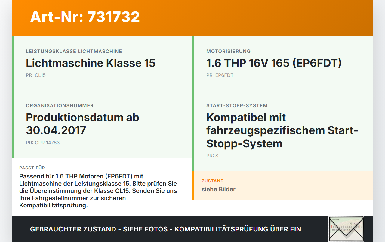 Citroen C4 Picasso II 13-16  THP 1,6 121KW Lichtmaschine Generator CL15 Citroen C4 Picasso II 13-16 23.09.2015... Vorschau 3