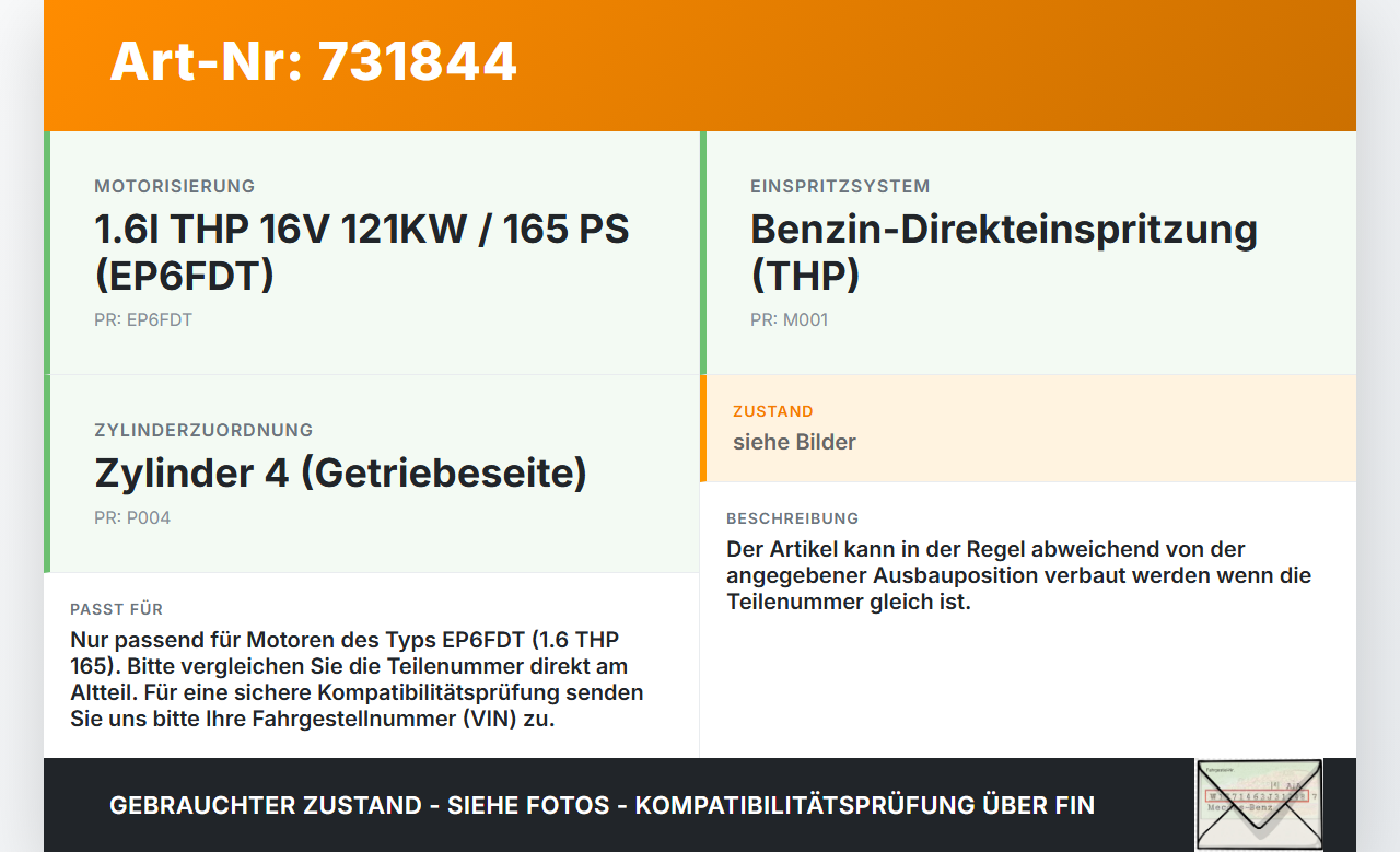 Citroen C4 Picasso II 13-16  THP 1,6 121KW Injektor Einspritzdüse Zyl.4 Citroen C4 Picasso II 13-16 23.09.2015... Vorschau 3