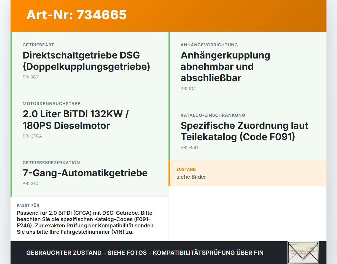 VW T5.2 7H 7E 09-15 BiTDI 2,0 132KW CFCA Schwungscheibe Schwungrad VW T5.2 7H 7E 09-15 31.10.2010 A6070301005 gebraucht Vorschau 3