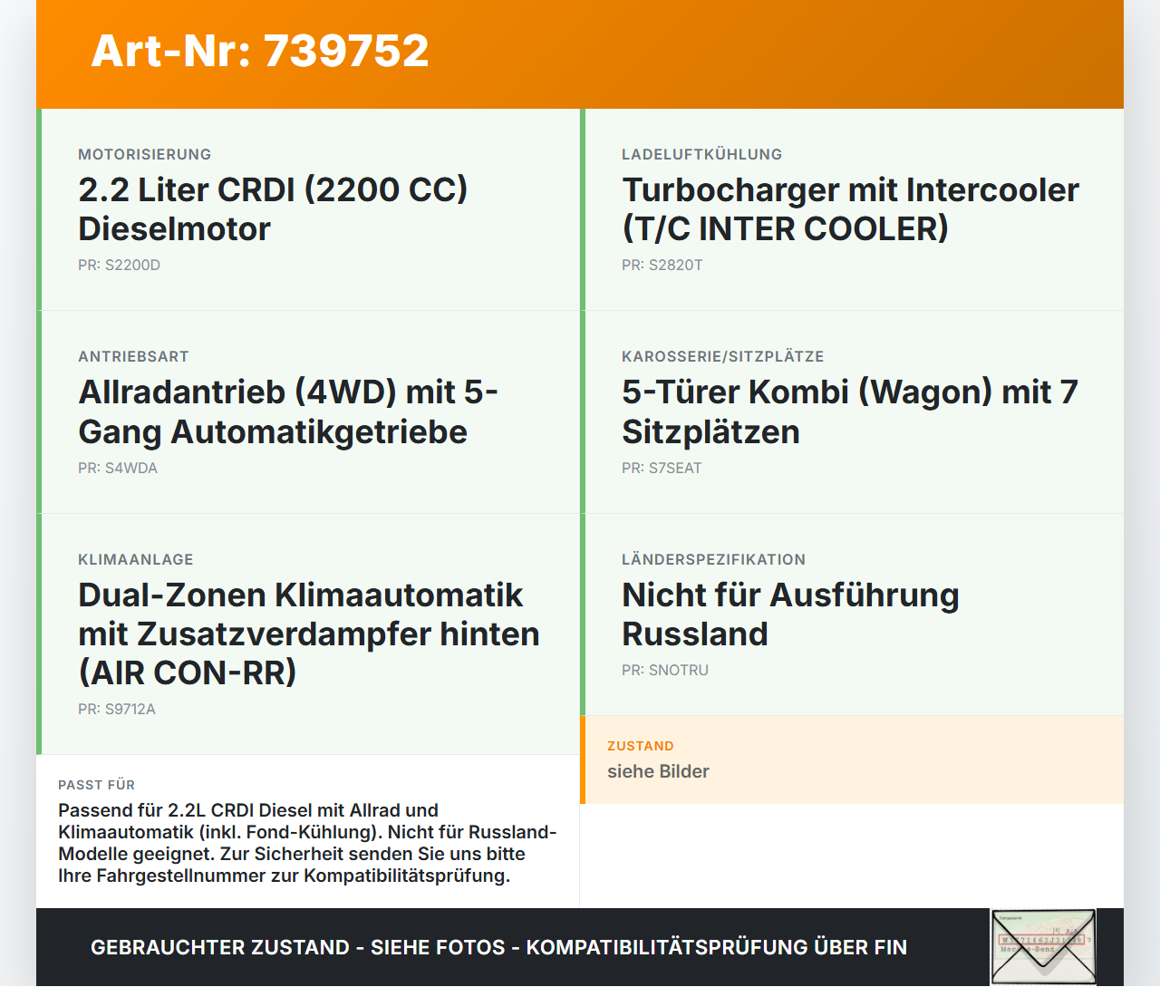 Hyundai Santa Fe II CM 06-12 CRDI 2,2 110KW Lüfter Ventilator f. Kühler Hyundai Santa Fe II CM 06-12 22.02.2006... Vorschau 3