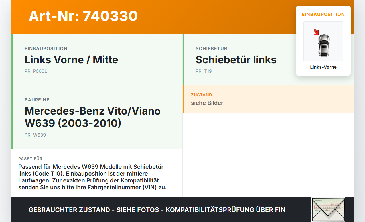 Mercedes Viano Vito W639 03-10 Führungsrolle für Schiebetür Links Vorne Mercedes Viano Vito W639 03-10 07.11.2005... Vorschau 3