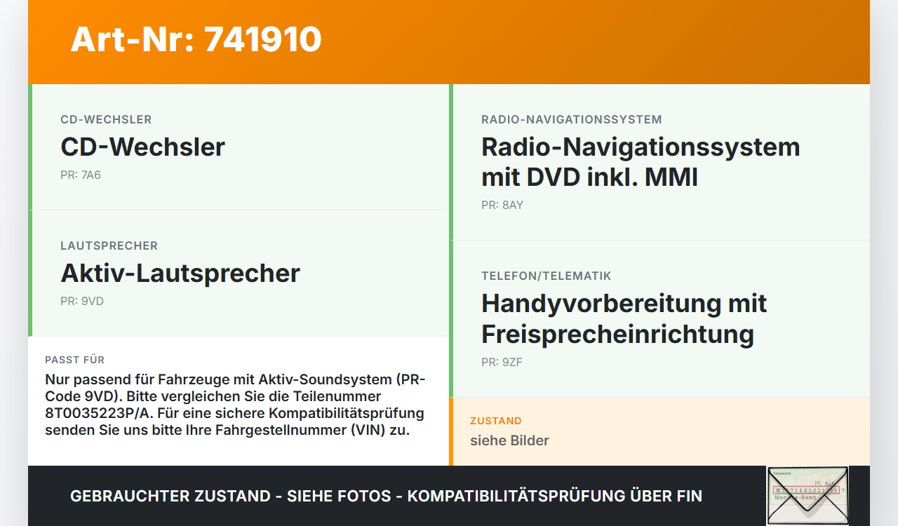 Audi A5 8T 07-12 Verstärker Endstufe Soundsystem Audi A5 8T 07-12 28.11.2007 8T0035223P 8T0035223A gebraucht Vorschau 3