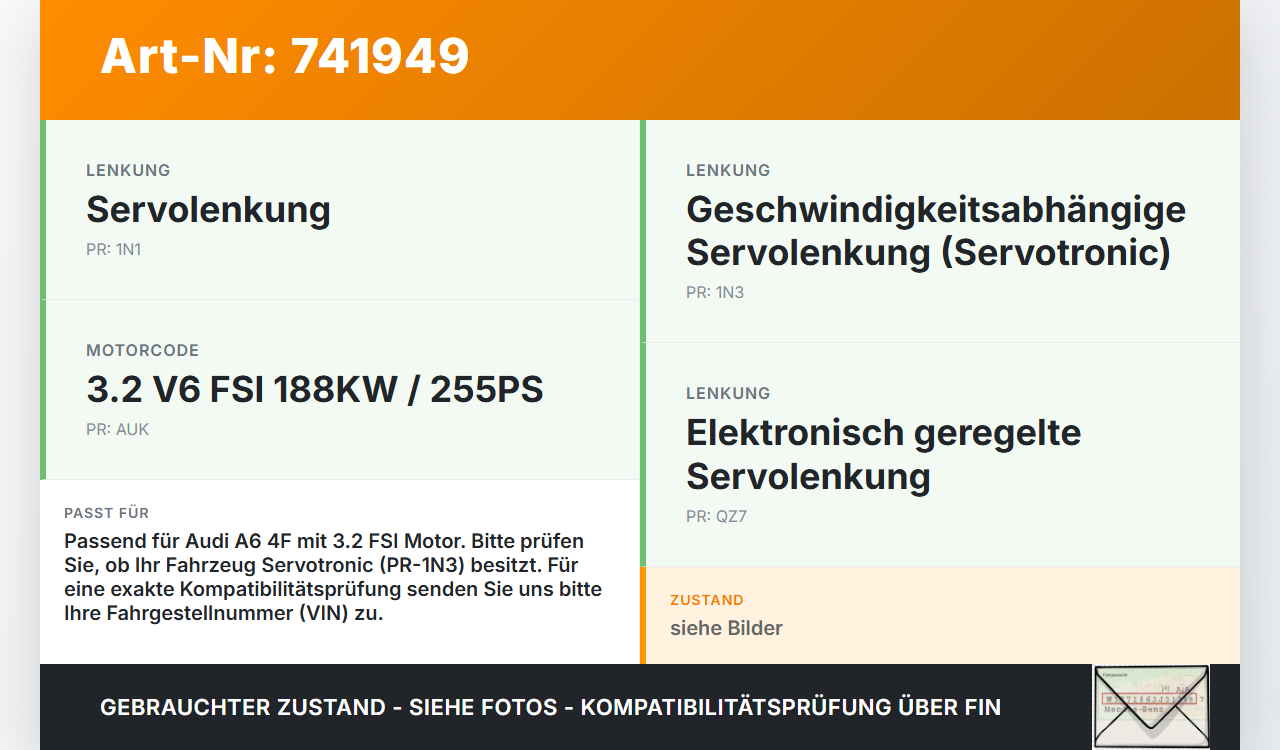 Audi A6 4F C6 04-08 FSI 3,2 188KW Servopumpe Hydraulikpumpe für Lenkung Audi A6 4F C6 04-08 17.10.2006 4F0145155H... Vorschau 3
