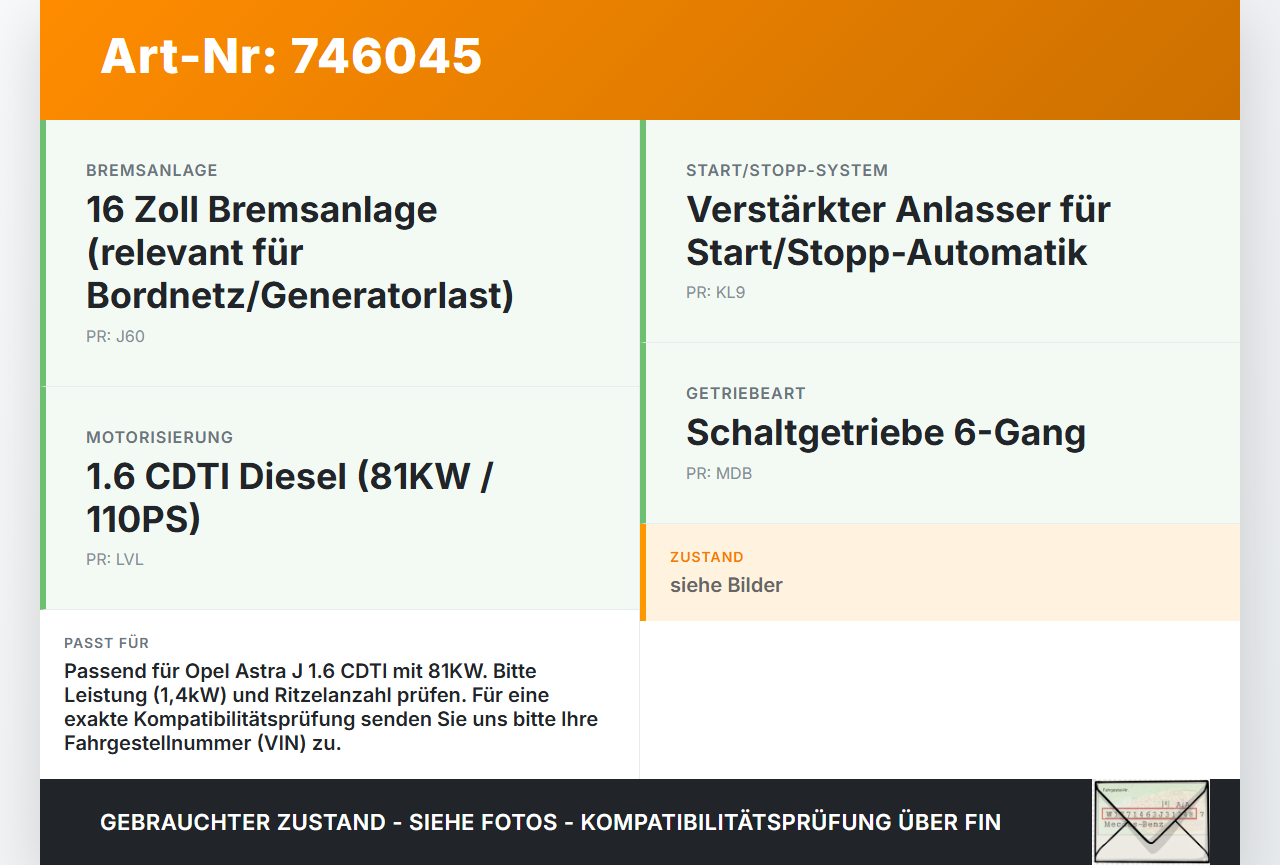 Opel Astra J 12-18 CDTI 1,6 81KW Anlasser Starter Starter 1,4kW Opel Astra J 12-18 24.05.2012 1638122180 8980147432... Vorschau 3