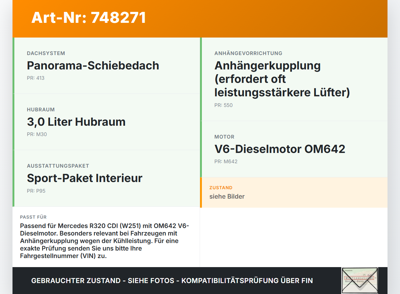 Mercedes R320 W251 4M 06-10 CDI 3,0 165KW Lüfter Ventilator f. Kühler Mercedes R320 W251 4M 06-10 27.09.2006... Vorschau 3