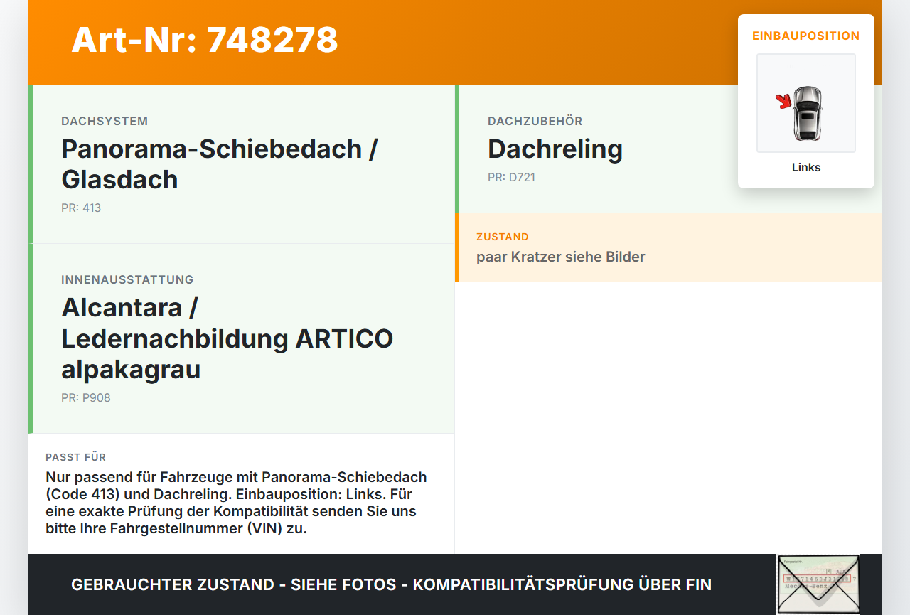 Mercedes R320 W251 4M 06-10 Lang Abdeckleiste Umrandung Übergang für Panoramadach Dachreling Links Mercedes R320... Vorschau 3