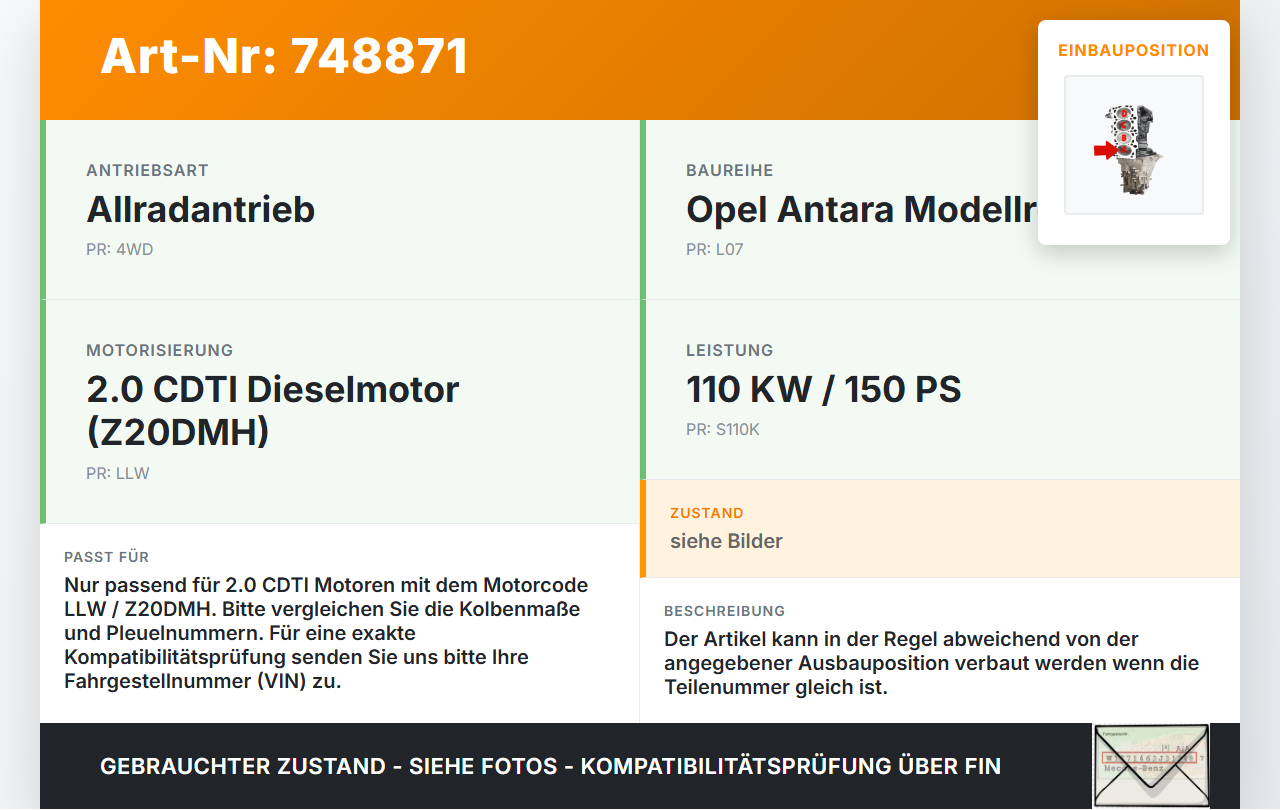 Opel Antara L07 07-11 CDTi 2,0 110KW LLW Z20DMH Kolben mit Pleuel Pos A Opel Antara L07 07-11 29.02.2008 96440459... Vorschau 3