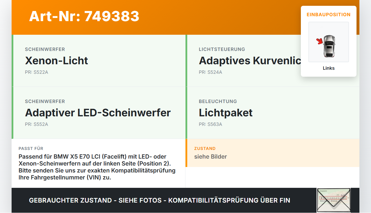 BMW X5 40d E70 10-13 3,0 225KW Leuchtmittel LED für Scheinwerfer Links Pos.2 BMW X5 40d E70 10-13 10.10.2011... Vorschau 3